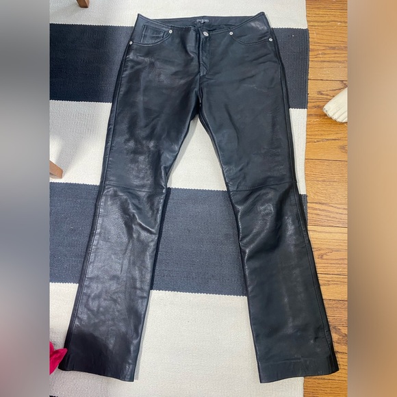 Y2K Heart Moon Star black leather pants size 6 - Picture 5 of 12